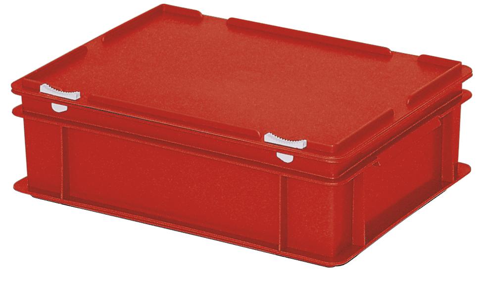 Eurobak met deksel | rood | B 300 x H 130 x L 400 mm | 11,00