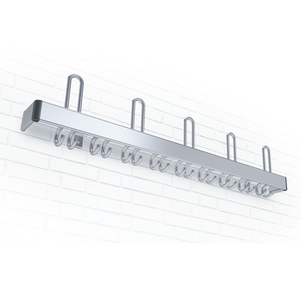 Wandgarderobe F aluminium | 4 hoet-/ 14 mantelhaken, vlakke garderobedrager