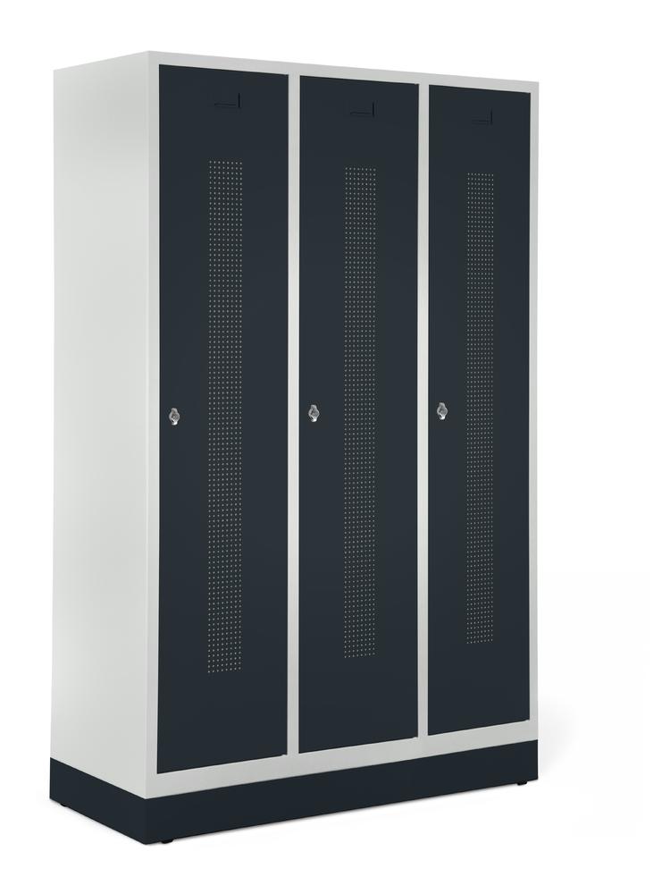 Garderobekasten SYSTEEM SP1 met sokkel | antraciet RAL 7021 | met sokkel | 400 | cilinderslot