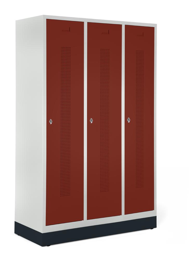 Garderobekasten SYSTEEM SP1 met sokkel | robijnrood RAL 3003 | met sokkel | 400 | cilinderslot