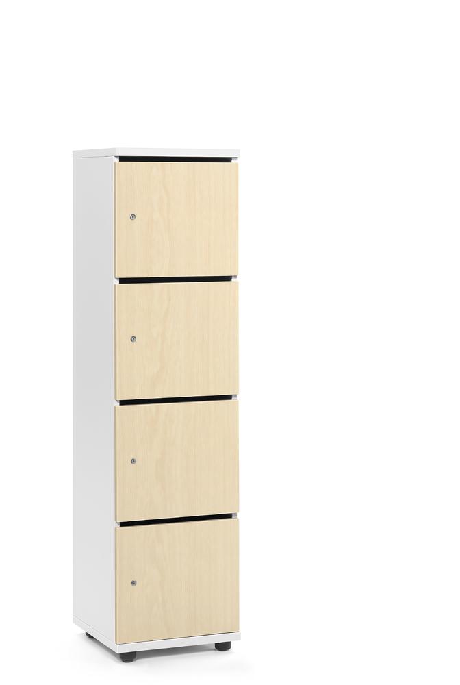 Lockers OFFICE-LINE met 4 vakken | esdoorndecor | met postsleuf | wit | cilinderslot met wisselcilinder