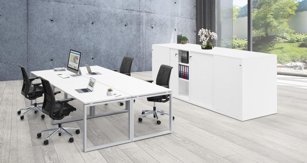Vergader- en conferentietafels CELSUS | lichtgrijs | 1600 | 800 | wit