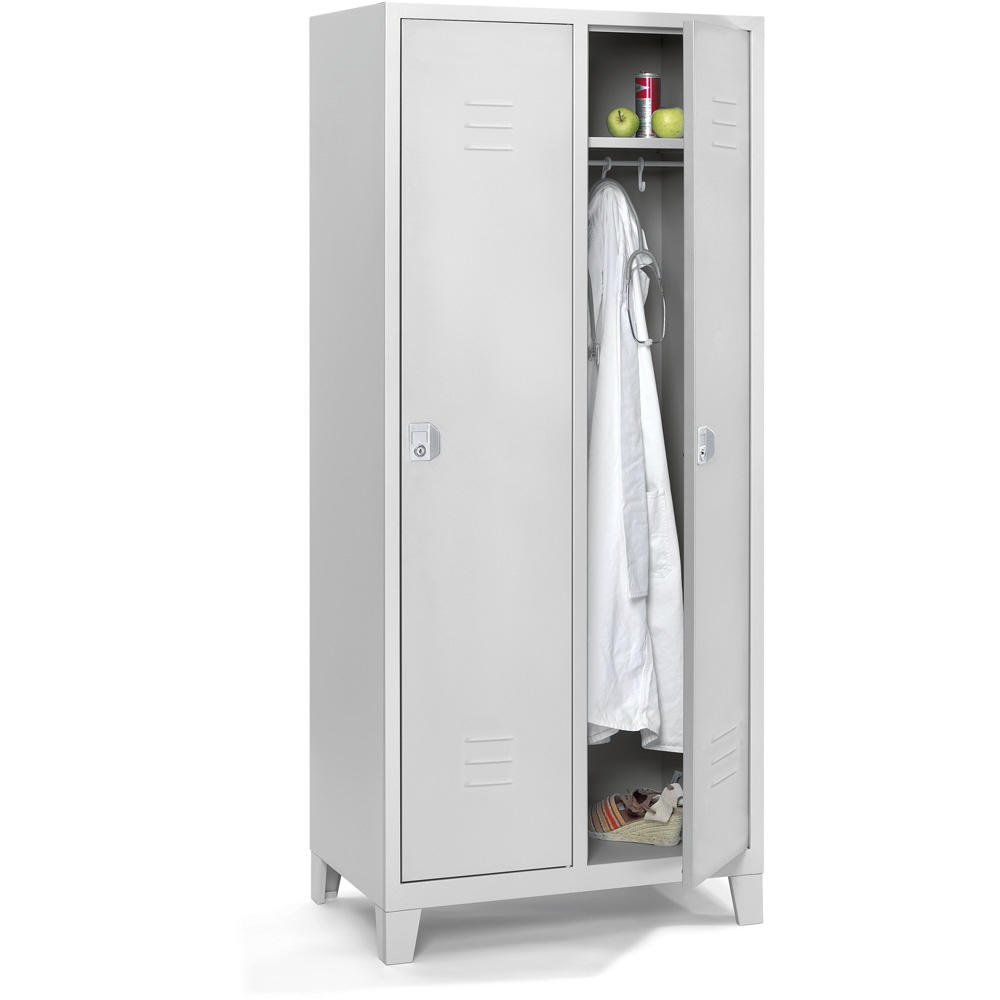 Stalen garderobekast SYSTEM SP2 met poten | lichtgrijs RAL 7035 | met poeten | 400 | cilinderslot