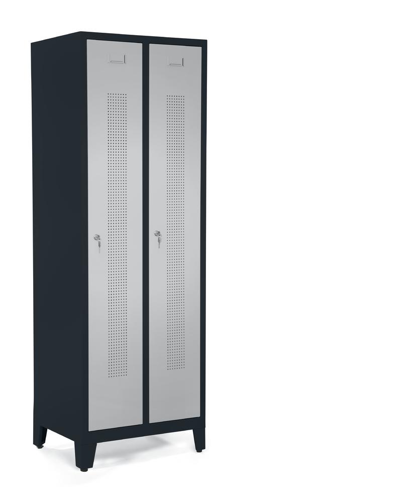 Garderobekast metaal met poeten | aluzilver RAL 9006 | met poeten | 300 | cilinderslot