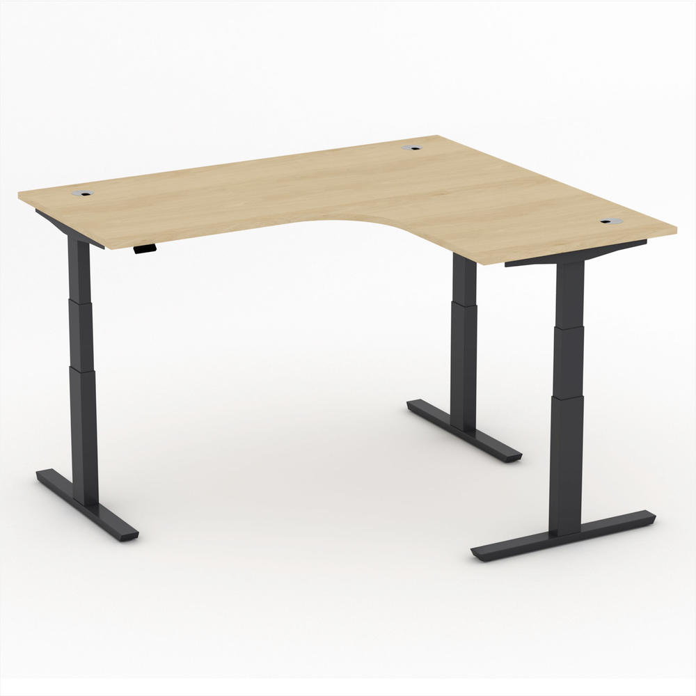 XXL-zit-/stabureautafel jumbo PROFI MODUL | beukdecor | zwart | hoekbureau rechtszijdig