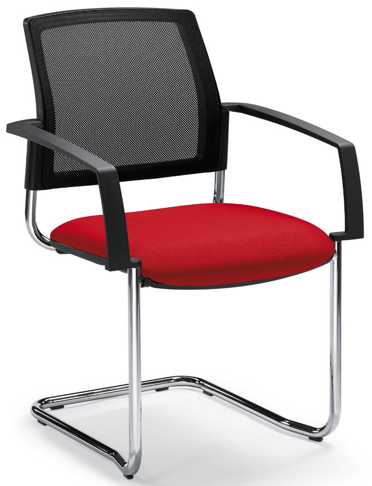 Bezoekersstoel VALERA S | rood | stof met netweefsel | vaste armleggers