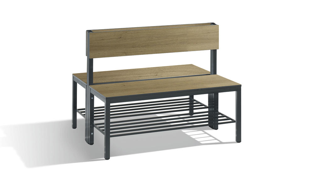 Dubbelzijdige bank met rugleuning Basic Plus | eikdecor | 1000 | Met rugleuning | dubbelzijdige zitbank | met schoenenrooster