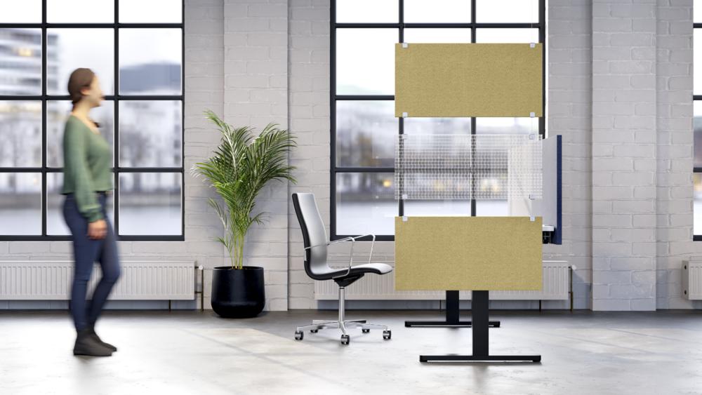 Akoestische plafondpanelen, lichtdoorlatend | beige | Set van 3 baffles (2 x stof, 1 x PET)
