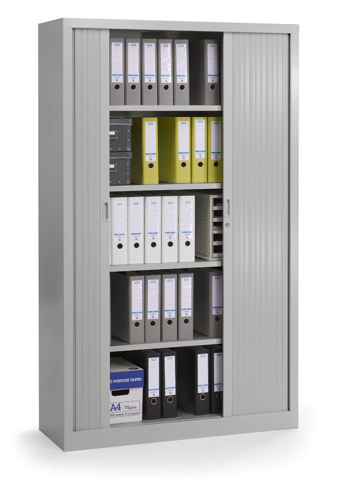 Roldeurkast | aluzilver RAL 9006 | 1200 | 1980 mm (5 OH) | cilinderslot