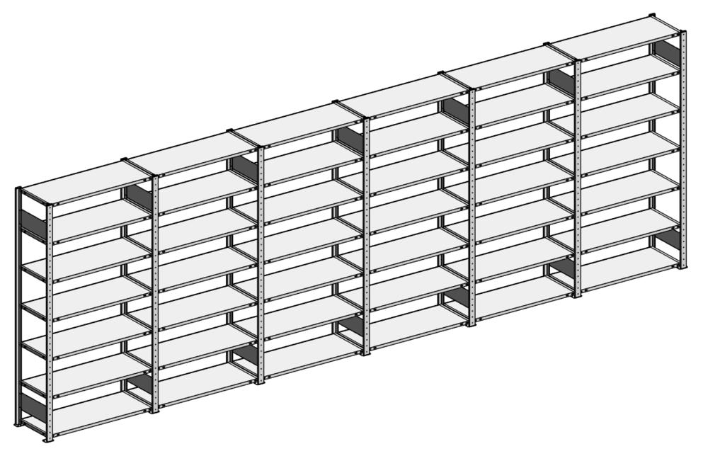 Steckregal ST 3000 - Komplettangebot | Sechserregal, Breite 6090 mm | 85 | 400
