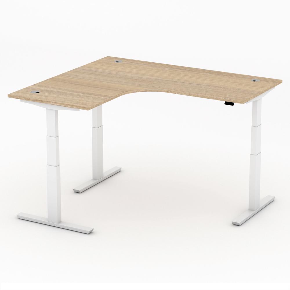 XXL-zit-/stabureautafel jumbo PROFI MODUL | licht eik | wit | hoekbureau linkszijdig