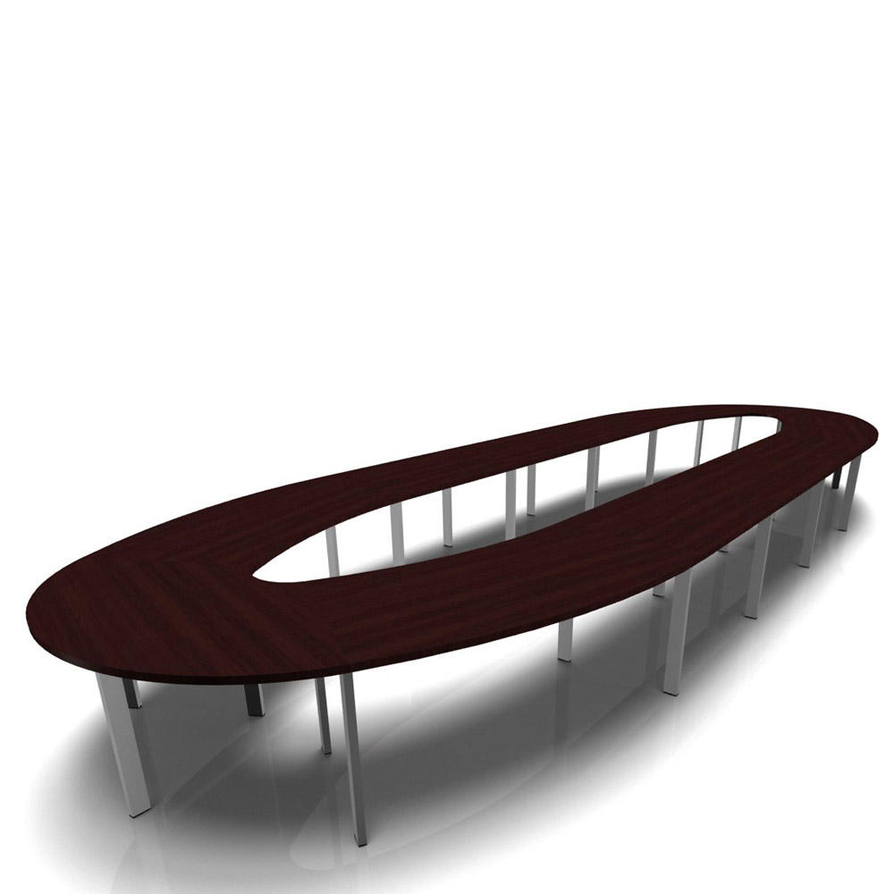 Conferentietafel DELTA-ORBIS | wenge | 9230 | ovaal, 24 zitplaatsen | aluzilver RAL 9006