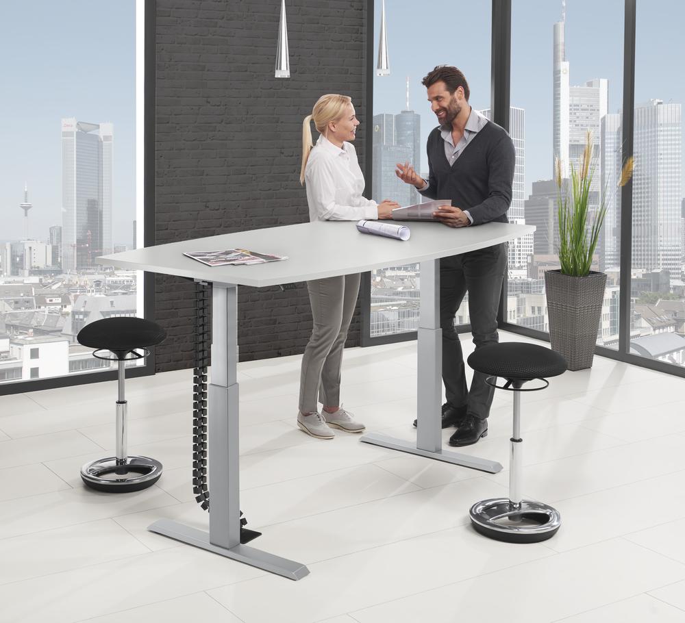 Zit-/stavergadertafel, in de hoogte verstelbaar | lichtgrijs | 2000 | aluzilver | 640-1300