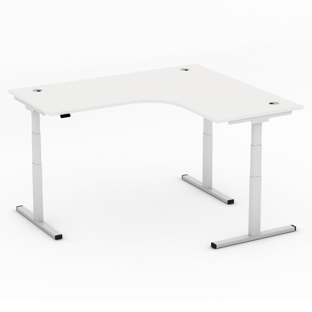 Verstelbare hoektafel XXL MULTI MODUL-PRO | wit | aluzilver | hoekbureau rechtszijdig