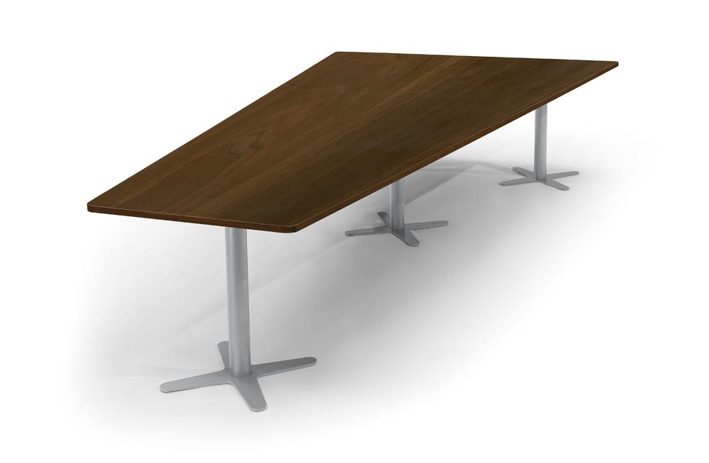 Conferentietafel DUBLIN | nootdecor donker | 3800 | aluzilver RAL 9006