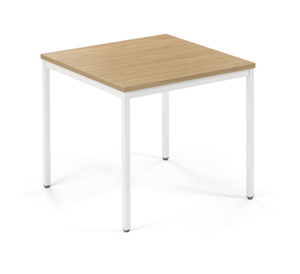 Vergader- en conferentietafel MODUL | licht eik | 800 | 800 | wit RAL 9016 | vierkant