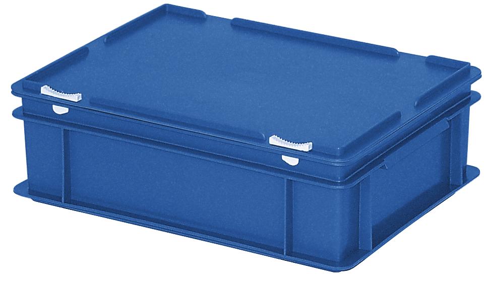 Eurobak met deksel | blauw | B 300 x H 130 x L 400 mm | 11,00