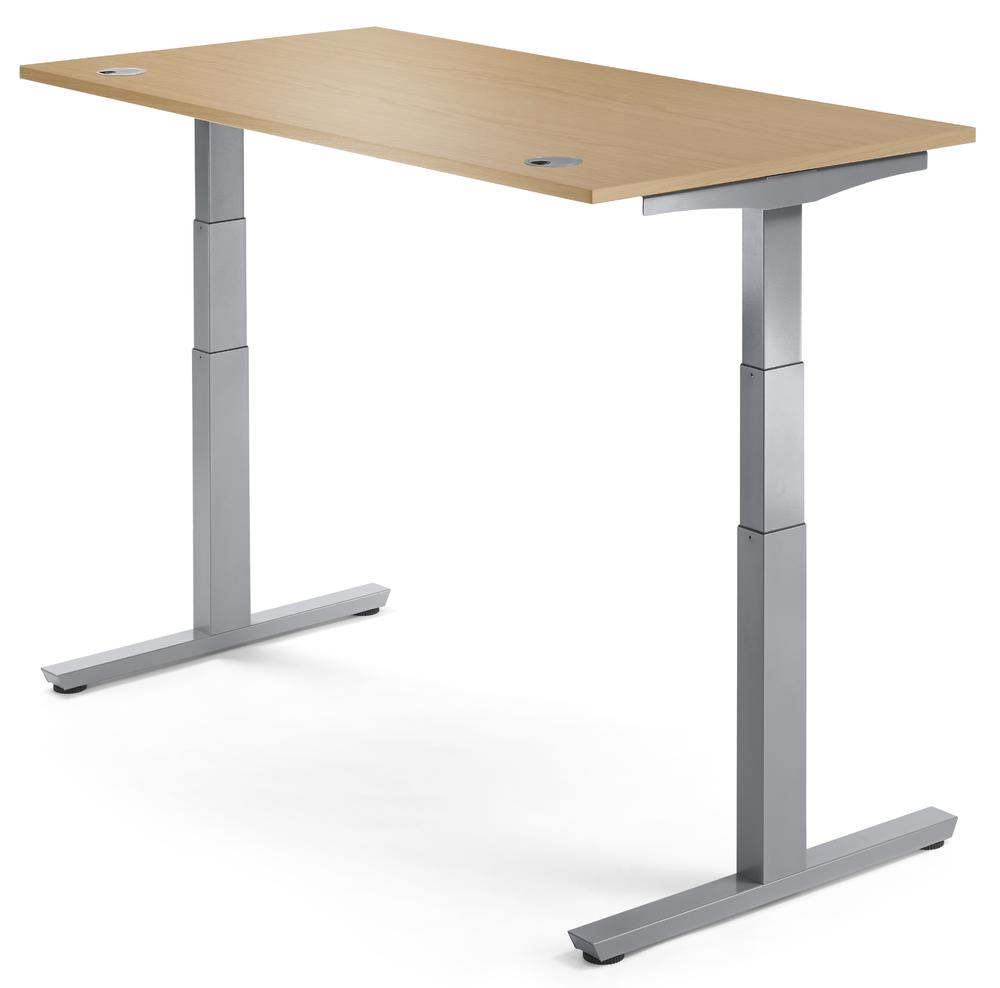 Hoogteverstelbare bureau COMFORT II PROFI MODUL | licht eik | 2000 | aluzilver