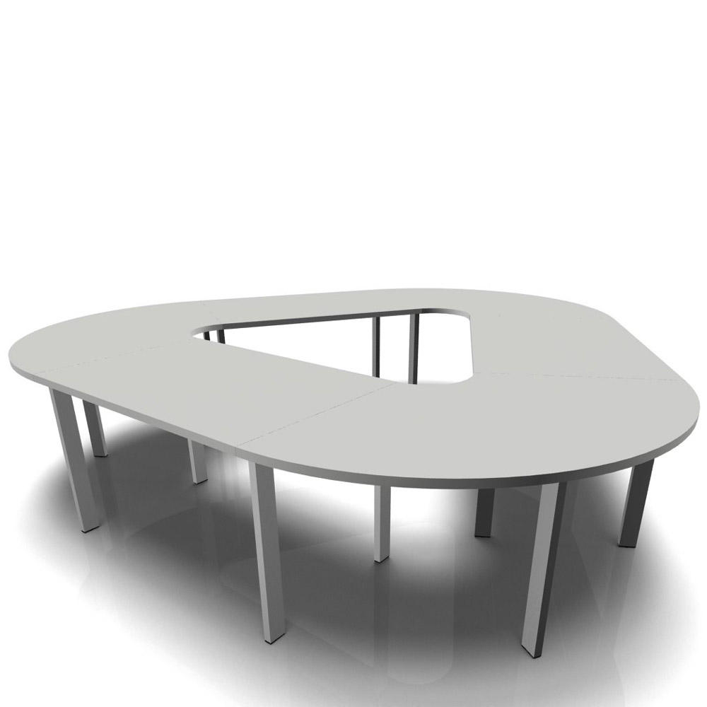Conferentietafel DELTA-ORBIS | lichtgrijs | 3285 | driehoekig, 12 zitplaatsen | aluzilver RAL 9006