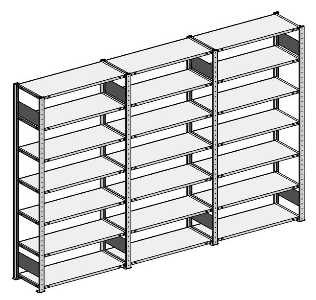 Klikrek ST 3000 complete set | Drievoudig rek, breedte 3072 mm | 150 | 400