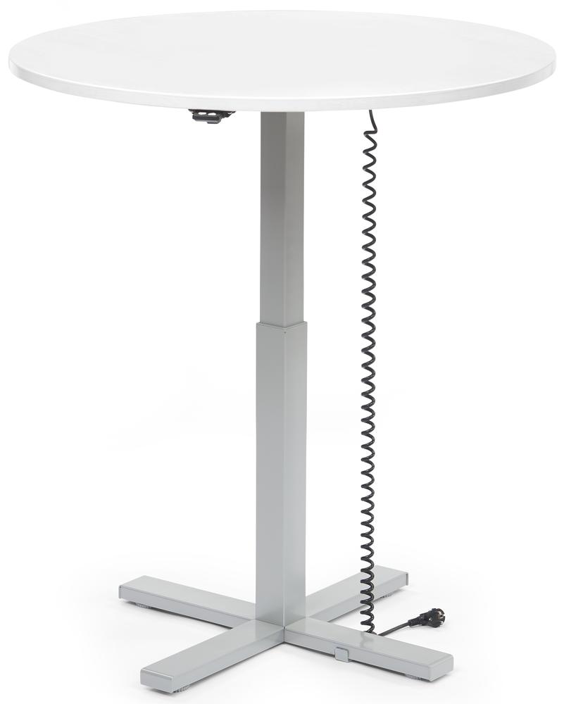 Verstelbaar bureau MODUL monozuil | wit | bladvorm rond, ø 1000 | aluzilver