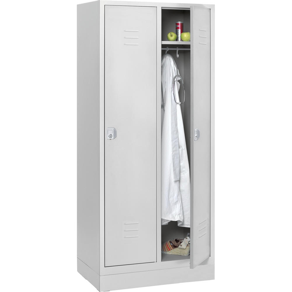 Stalen garderobekast SYSTEM SP2 | lichtgrijs RAL 7035 | met sokkel | 400 | cilinderslot