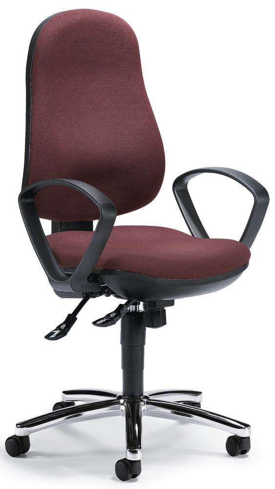 Bureaustoel COMFORT I met armleggers | bordeaux | verchroomd | vaste armleggers