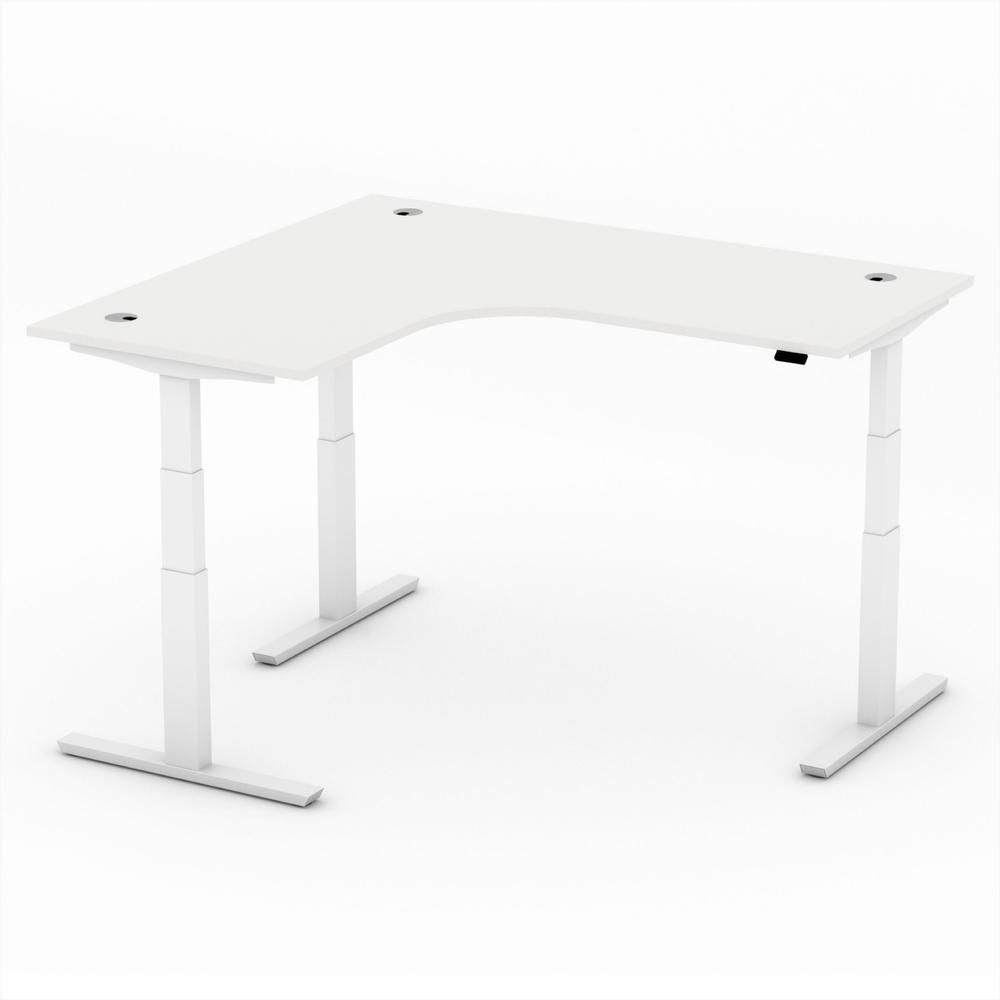 XXL-zit-/stabureautafel jumbo PROFI MODUL | wit | wit | hoekbureau linkszijdig
