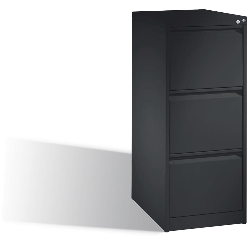 Metalen hangmappenkast | antraciet RAL 7021 | enkelbanig | 3 lades