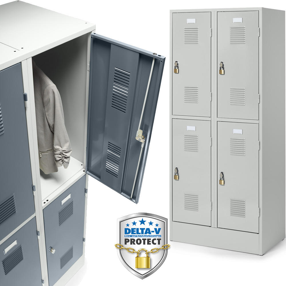 Dubbele garderobe kasten metaal serie DELTA PROTECT met sokkel