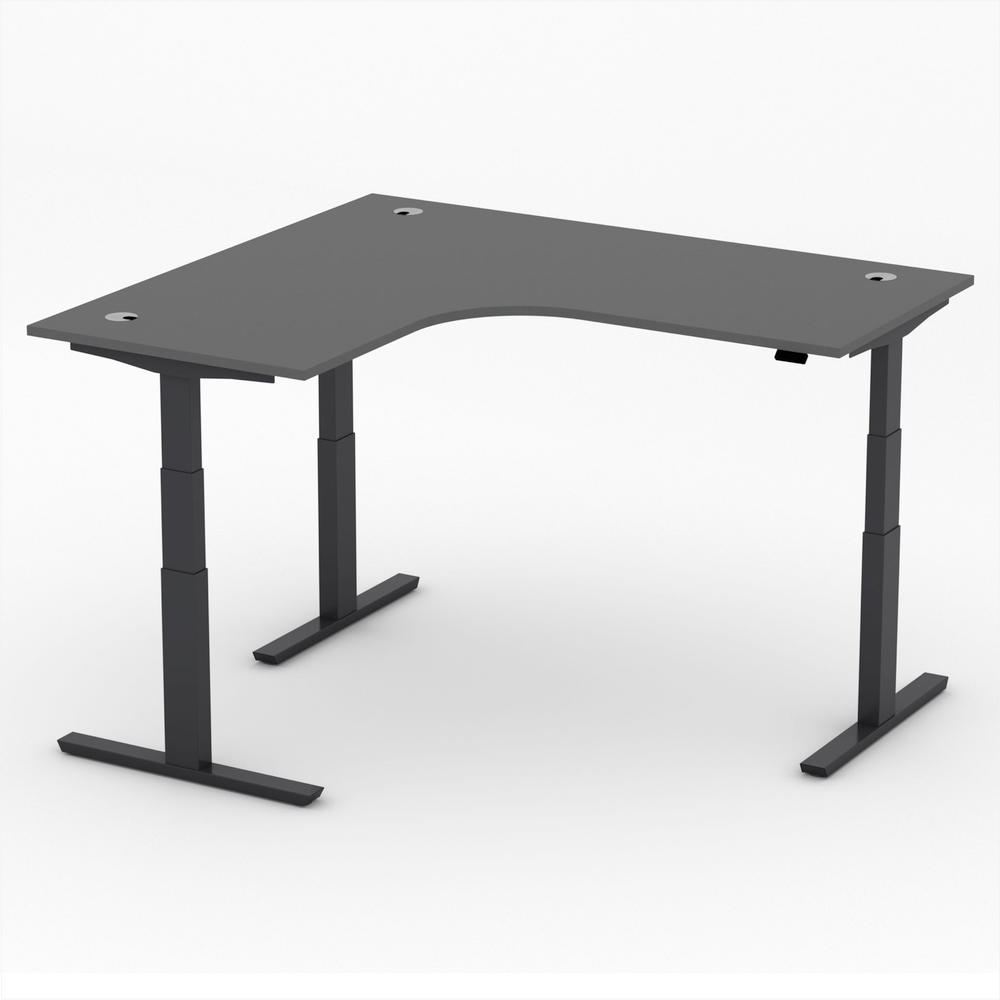 XXL-zit-/stabureautafel jumbo PROFI MODUL | antraciet | zwart | hoekbureau linkszijdig