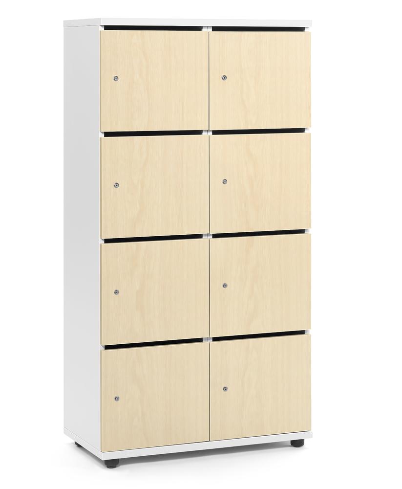 Lockers OFFICE-LINE met 8 vakken | esdoorndecor | met postsleuf | wit | cilinderslot met wisselcilinder