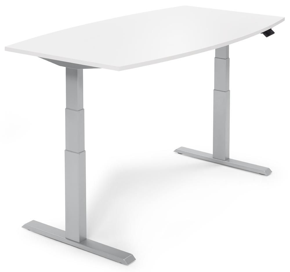 Zit-/stavergadertafel, in de hoogte verstelbaar | wit | 1800 | aluzilver | 640-1300