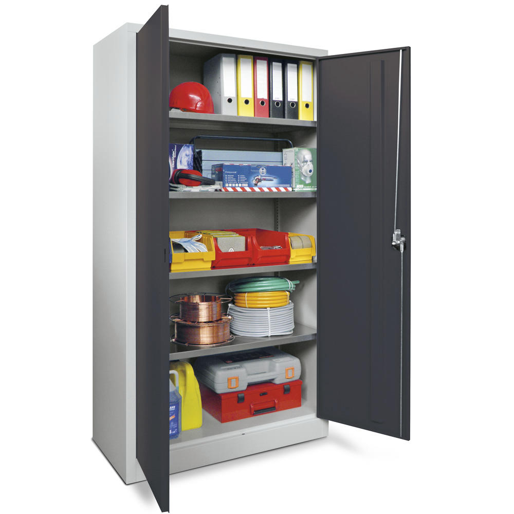 Metalen materiaalkast | antracietgrijs RAL 7016 | 1000 | 500 | lichtgrijs RAL 7035