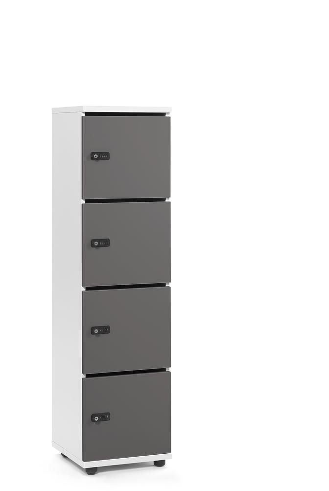 Lockers OFFICE-LINE met 4 vakken | antraciet | met postsleuf | wit | mechanisch cijfer-/combinatieslot