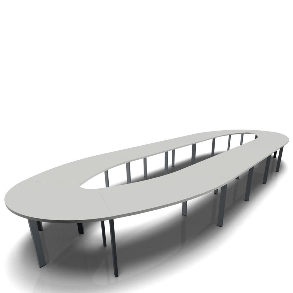 Conferentietafel DELTA-ORBIS | lichtgrijs | 9230 | ovaal, 24 zitplaatsen | donkergrijs RAL 7012