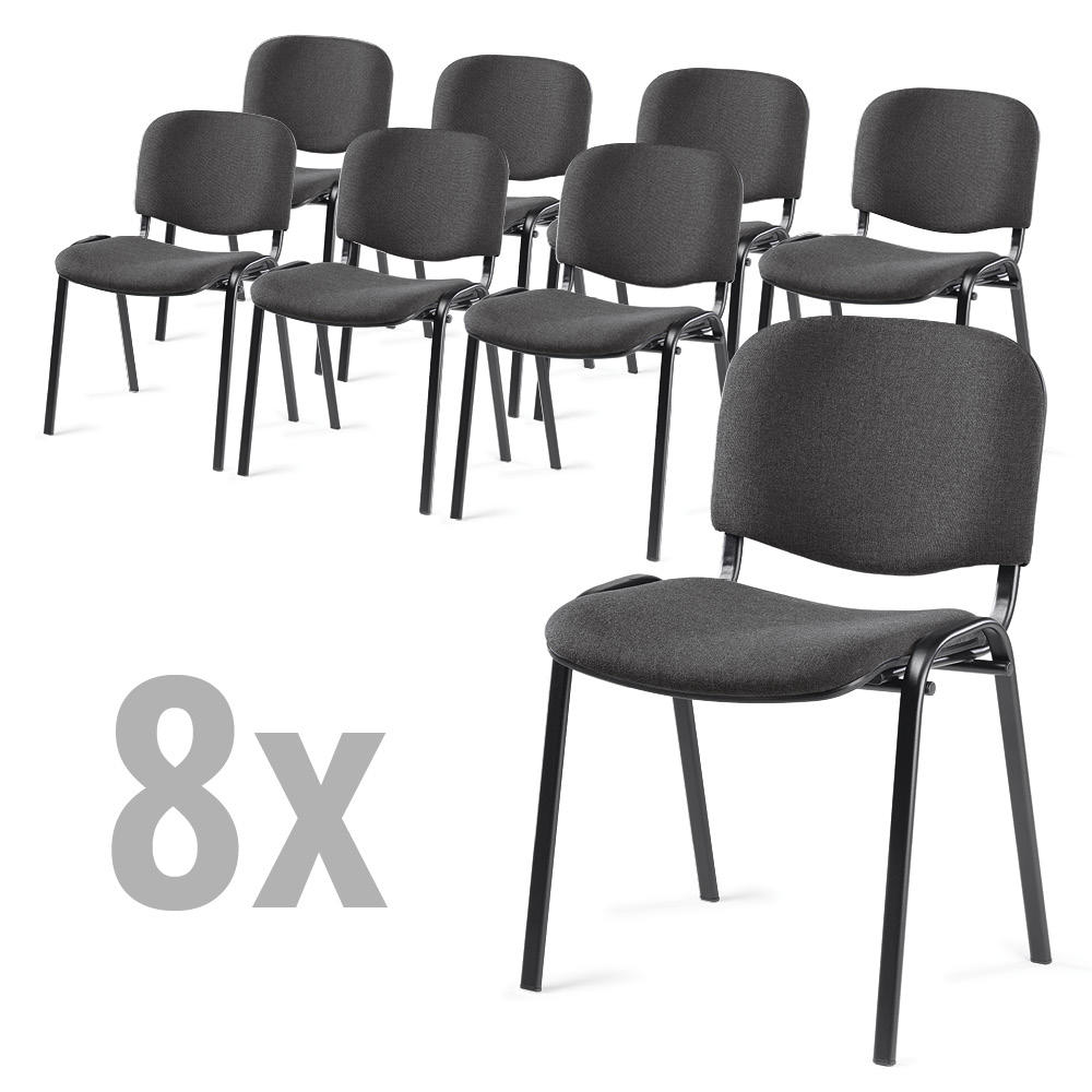 Set van 8 bezoekersstoelen ISO | antraciet | zwart