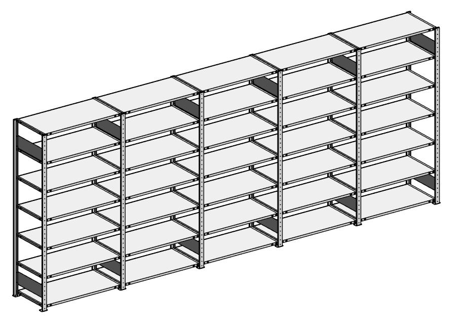 Steckregal ST 3000 - Komplettangebot | Fünferregal, Breite 5084 mm | 150 | 500