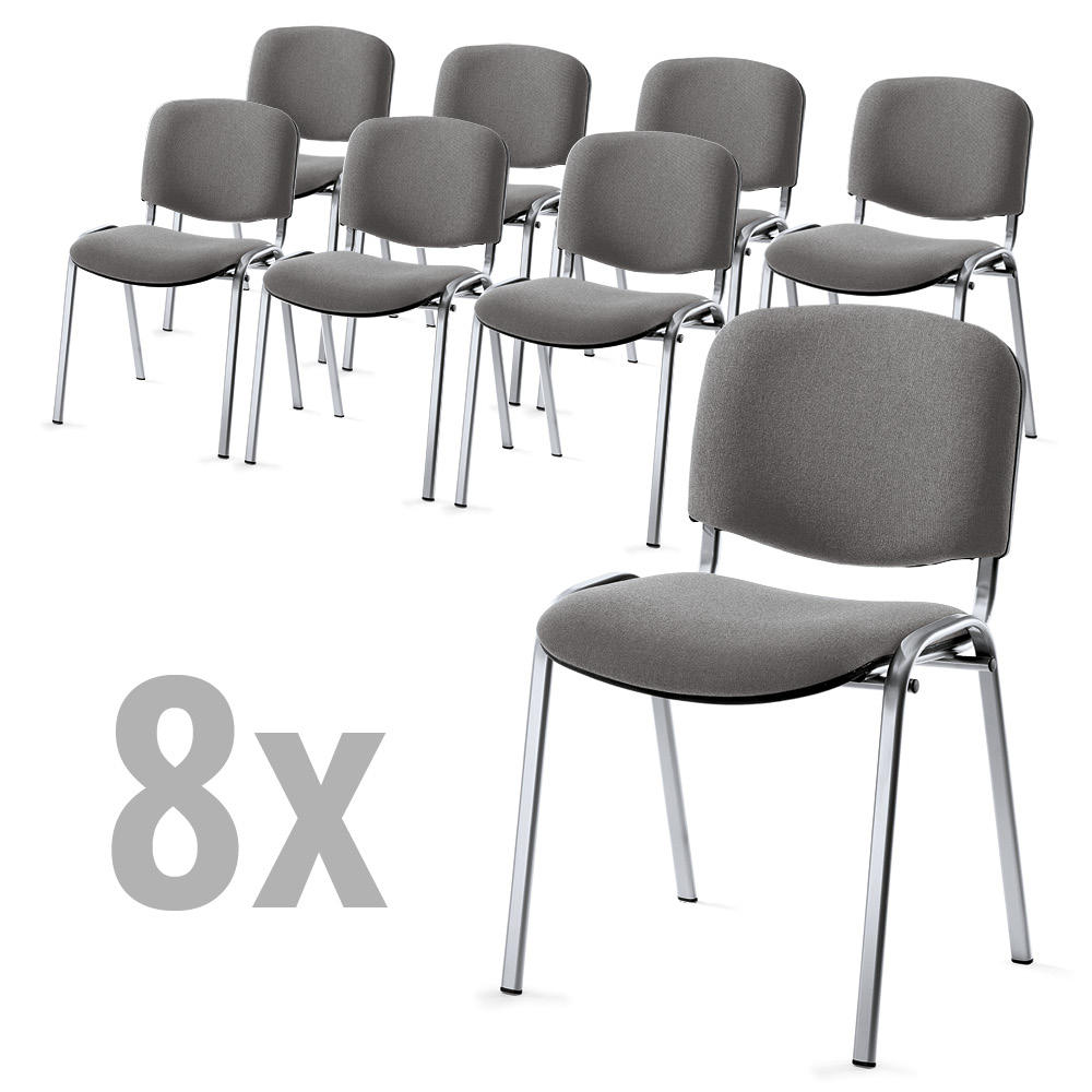 Set van 8 bezoekersstoelen ISO | grijs | aluzilver