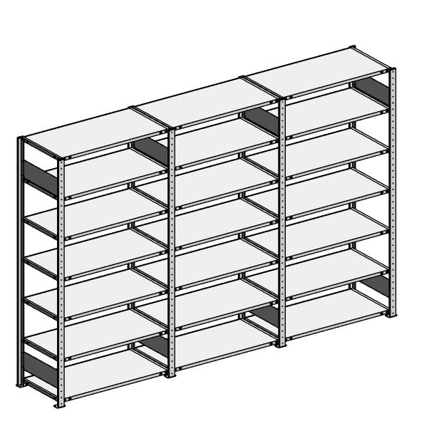 Klikrek ST 3000 complete set | Drievoudig rek, breedte 3072 mm | 150 | 500