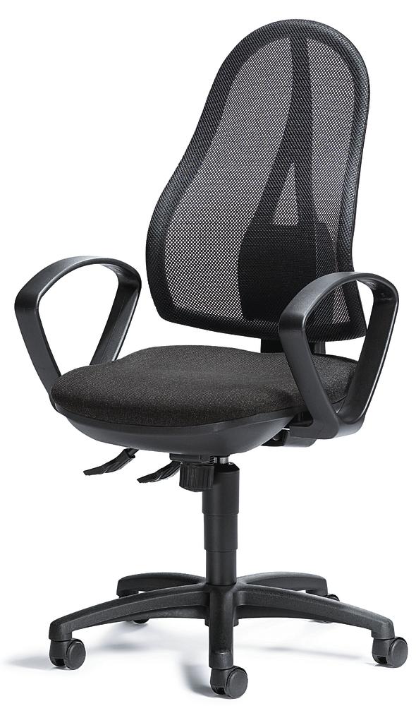 Bureaustoel COMFORT NET met armleggers, synchroom. | zwart/antraciet | zwart | vaste armleggers | Synchroon-mechanisme