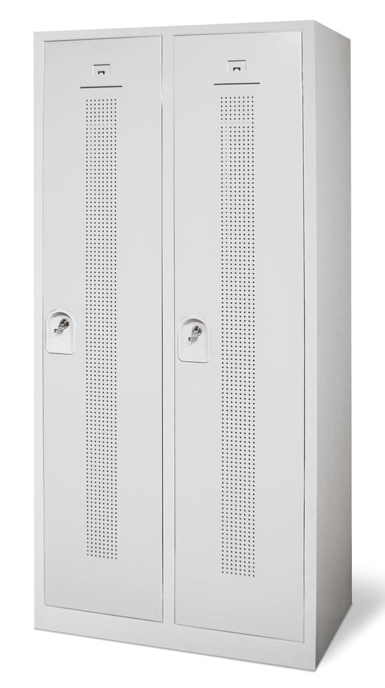 Metalen garderobekast SP1 met sokkel | lichtgrijs RAL 7035