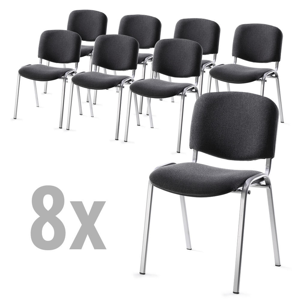 Set van 8 bezoekersstoelen ISO | antraciet | aluzilver