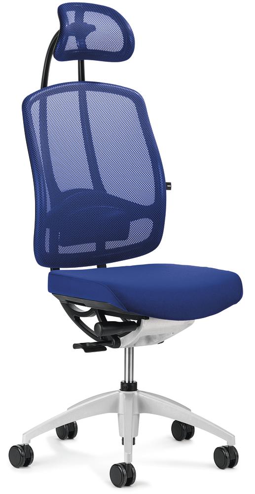 Bureaustoel MATTEGO met armleggers | blauw/blauw | aluzilver | inclusief hoofdsteun | verstelbare armleggers