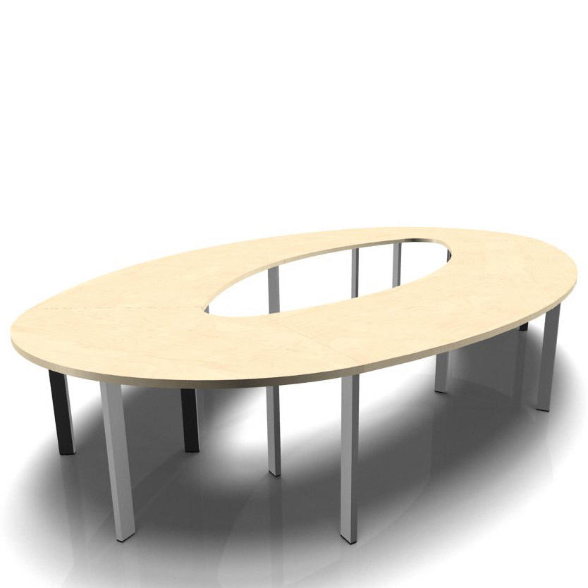 Conferentietafel DELTA-ORBIS | esdoorndecor | 4430 | ovaal, 12 zitplaatsen | aluzilver RAL 9006