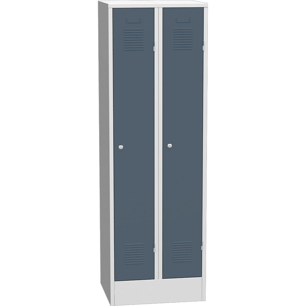 Metalen garderobekast Delta PROTECT | blauwgrijs RAL 7031 | 300 | haak- en oogslot