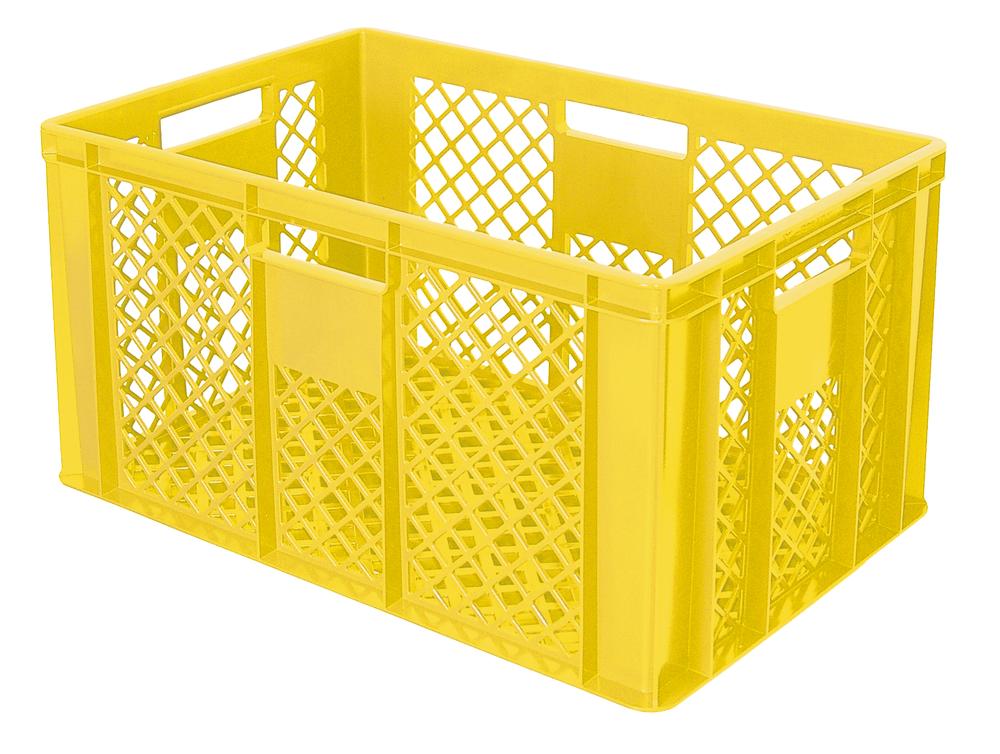 Stapelbare bak | geel | 320 | 400 | 600 | geperforeerde wanden