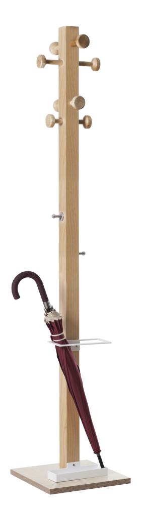 Staande kapstok van hout, paraplubak wit | wit