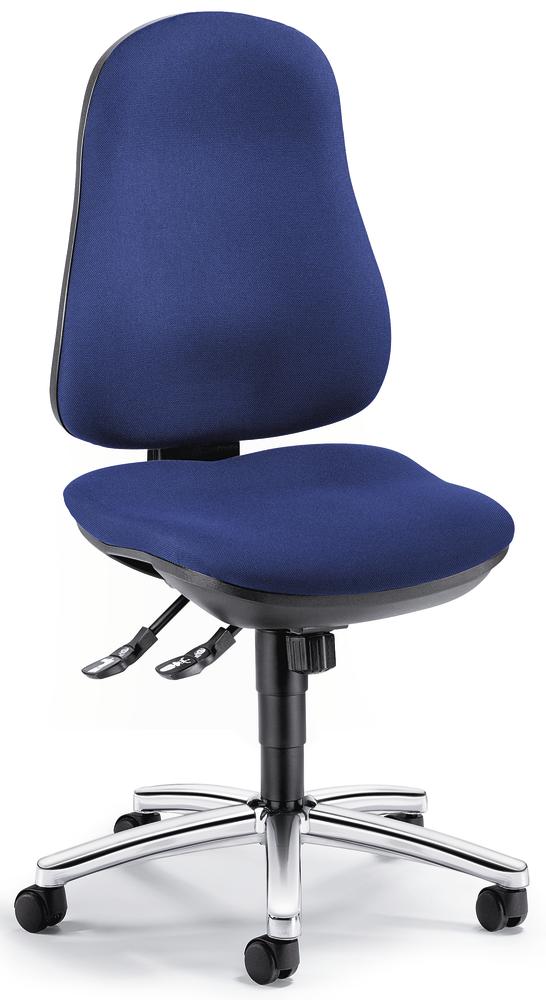 Bureaustoel COMFORT I zonder armleggers | blauw | verchroomd | zonder armleggers (optioneel)