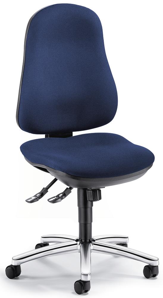 Bureaustoel COMFORT I zonder armleggers | donkerblauw | verchroomd | zonder armleggers (optioneel)